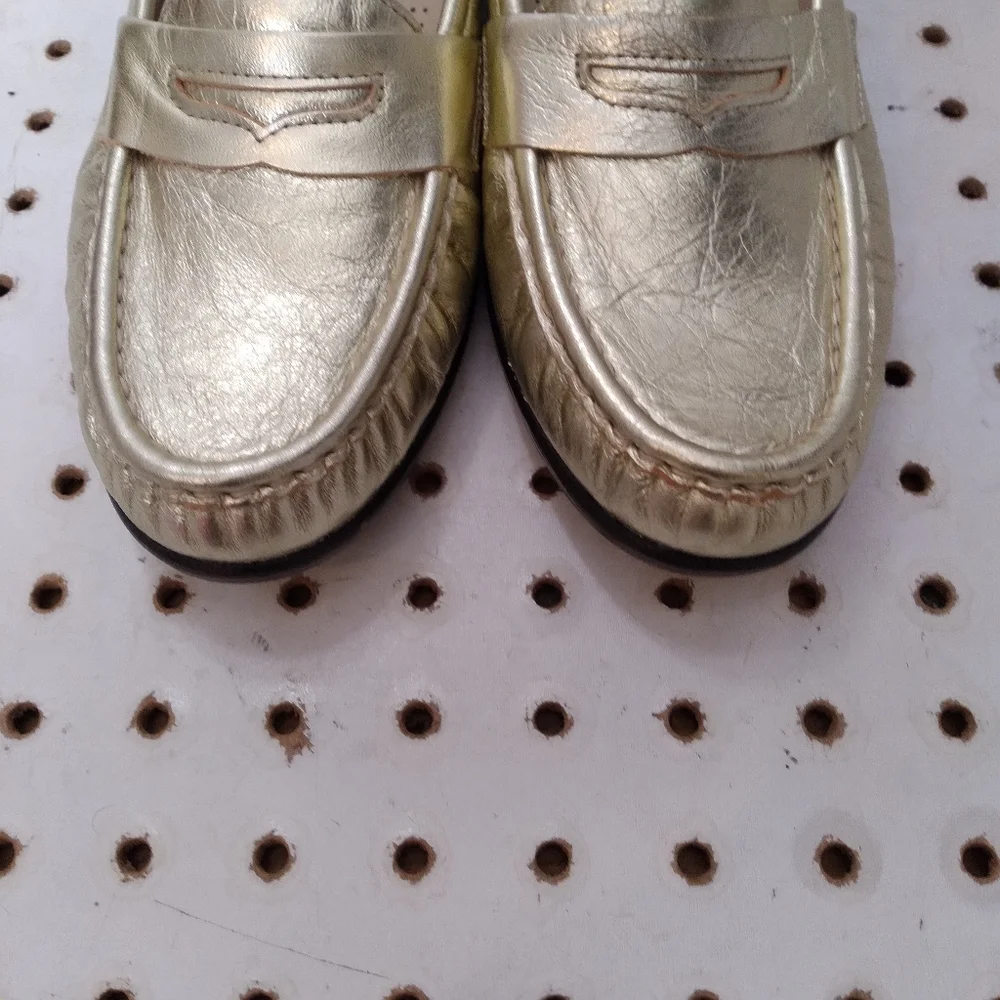 SAS Women's Comfort Loafers Leather Shoes Gold Flat Made In USA 🇺🇸 Sz 8 - Picture 13 of 15